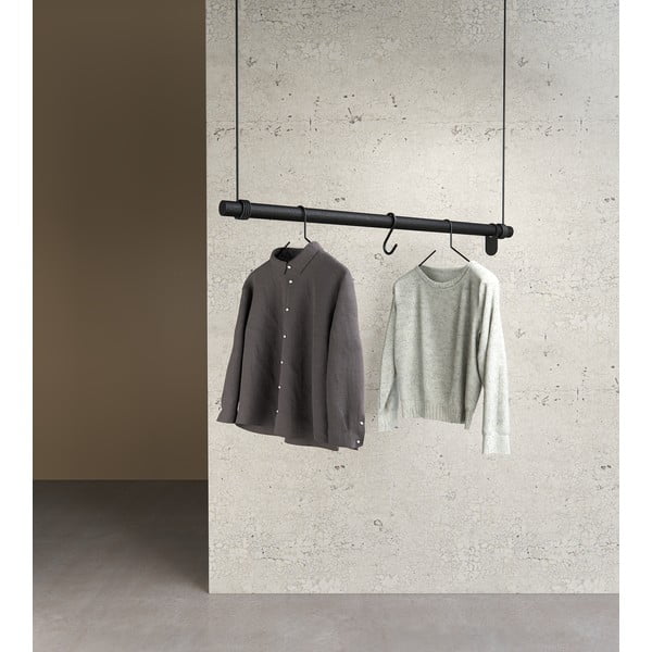 Черна стенна закачалка от масивен дъб 110 cm Swing L – LIND DNA-image-2