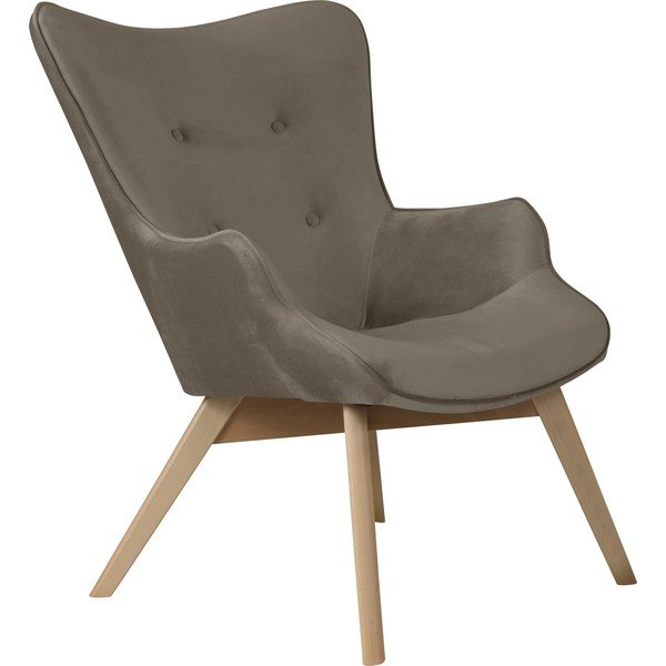 Светлокафяво кадифено кресло Niko – Ropez