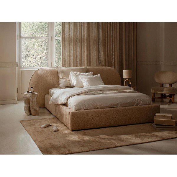 Зелено тапицирано двойно легло с място за съхранение и включена подматрачна рамка 160x200 cm Ovalo – Micadoni -image-1