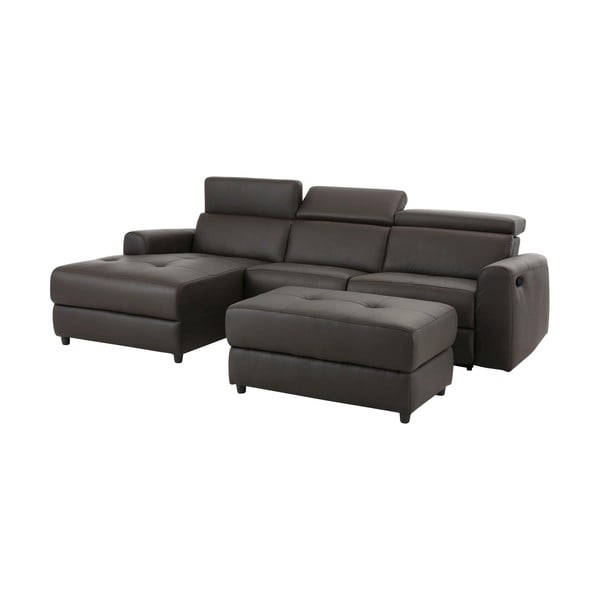 Тъмнокафяв кожен ъглов диван (ляв ъгъл) Capena – Støraa-image-4