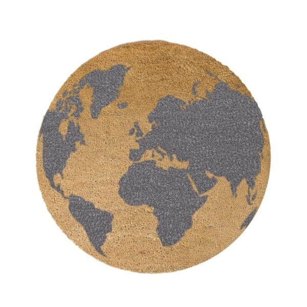 Сива кръгла постелка от естествени кокосови влакна , ⌀ 70 cm Globe - Artsy Doormats