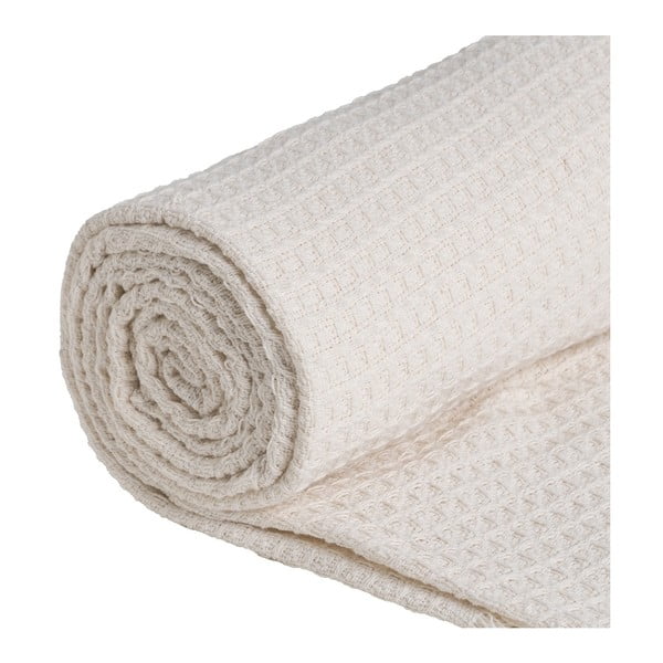 Кремаво покривало за легло от рециклиран памук 260x280 cm Honeycomb – Ixia-image-4