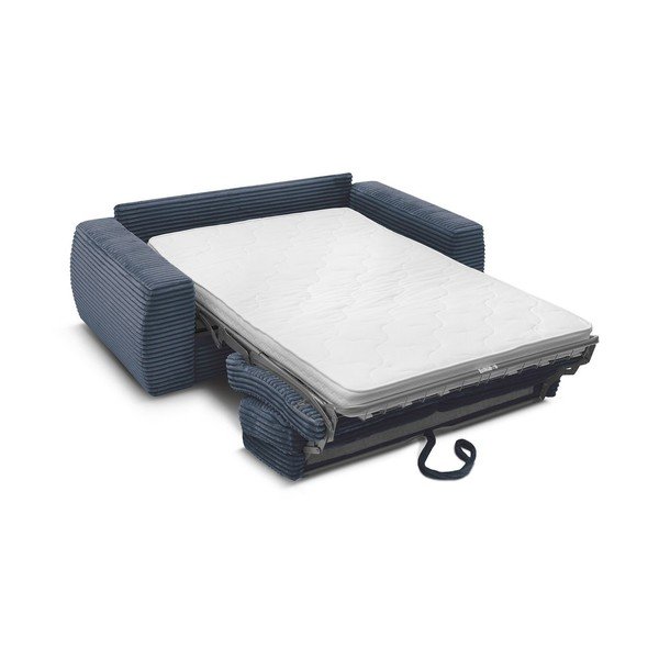 Тъмносин диван за ежедневно спане/сгъваем от рипсено кадифе 240 cm Hugo – Bobochic Paris-image-4