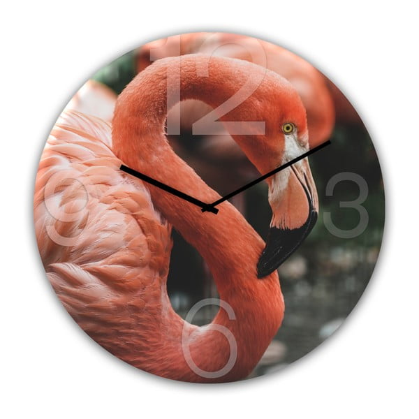 Стенен часовник Glassclock Фламинго, ⌀ 30 cm - Styler