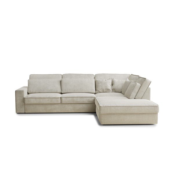 Сиво-бежов шенилов ъглов диван (десен ъгъл/L форма) Kirou – Maison de Rêve