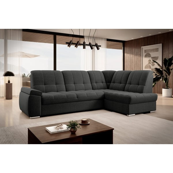 Тъмносив разтегателен ъглов диван с място за съхранение (десен ъгъл L форма) Sado – ELTAP-image-4