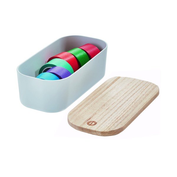 Сива кутия за съхранение с капак, изработена от дърво от пауловния , 9 x 18,3 cm Eco - iDesign-image-4