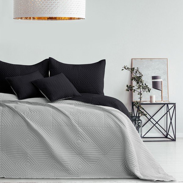 Черно/светлосиво капитонирано покривало за легло от микрофибър 240x260 cm Softa – Restilo-image-3
