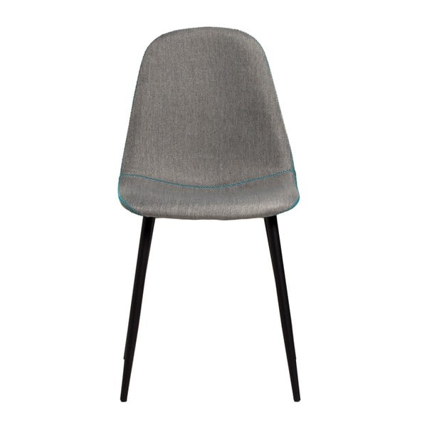 Комплект от 4 сиви трапезни стола със сини шевове Tempo - Marckeric