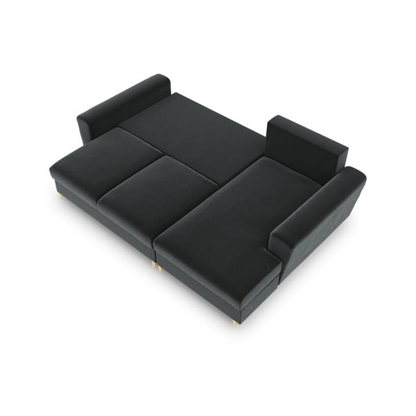 Тъмносив кадифен разтегателен ъглов диван с място за съхранение (десен ъгъл) Kyoto – Cosmopolitan Design-image-2