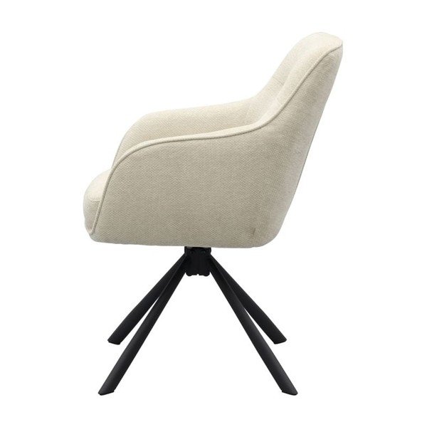 Кремав тапициран трапезен стол с подлакътници Avola – Unique Furniture-image-3