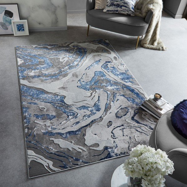 Син/сив килим 80x150 cm Marbled – Flair Rugs-image-1