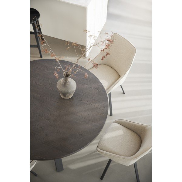 Тъмнокафява кръгла сгъваема трапезна маса от декор от дъб  ø 135 cm Maddock – Rowico-image-4