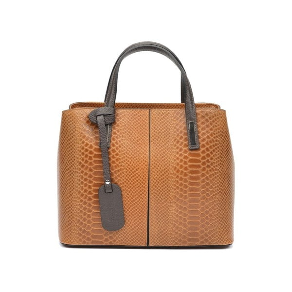 Кафява кожена чанта Muriella в цвят коняк - Roberta M