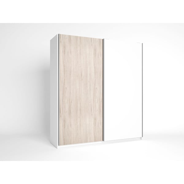 Бял гардероб в дъбов декор с плъзгащи се врати 182x200 cm Sahara - Marckeric-image-2