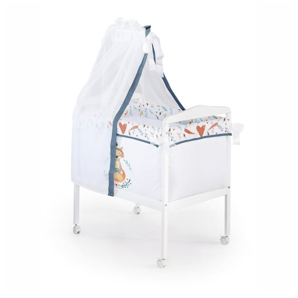 Бяло детско легло с подложка и балдахин Fox - Tanuki