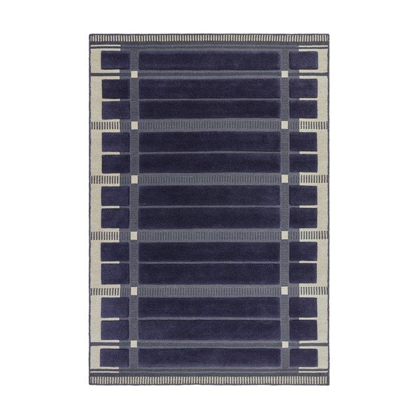 Тъмносин/бежов ръчно изработен вълнен килим 120x170 cm – Asiatic Carpets