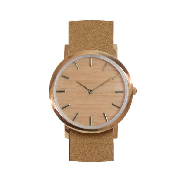Dřevěné hodinky s hnědým řemínkem Analog Watch Co. Classic