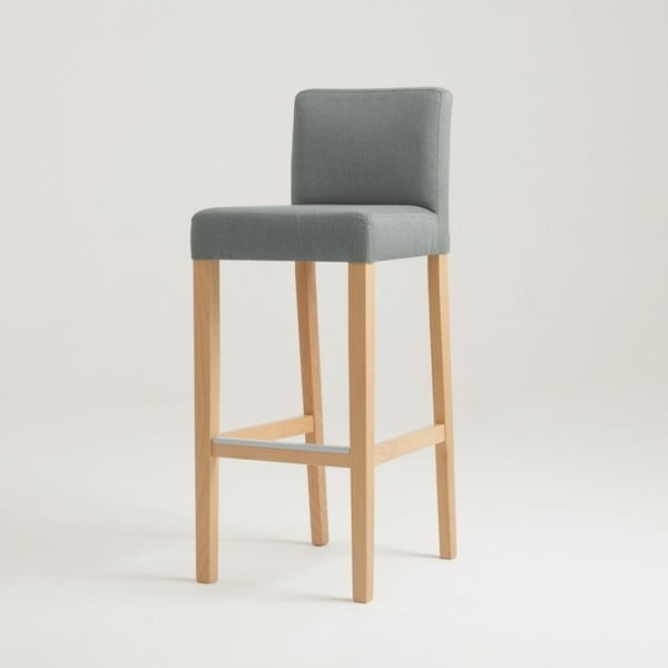 Platinově šedá barová židle s bukovými nohami Wilton 87