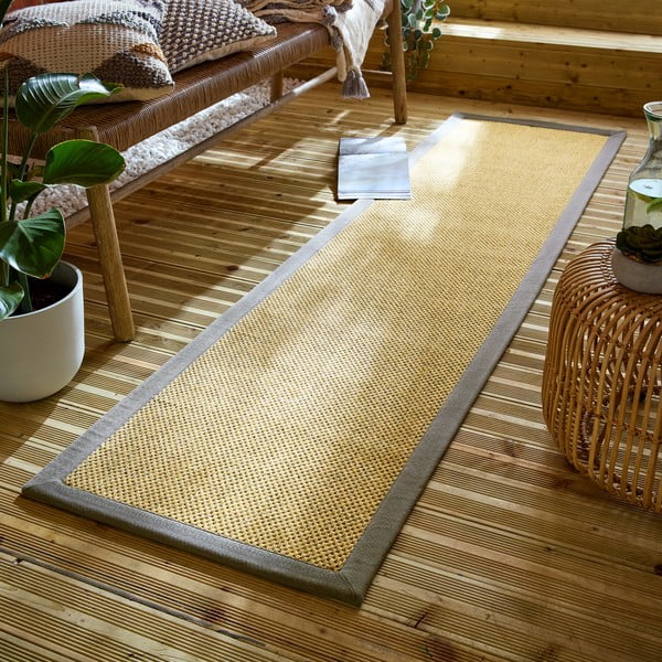 Килим за открито и закрито в сив и светлокафяв цвят 60x230 cm Sisal Look – Flair Rugs-image-1