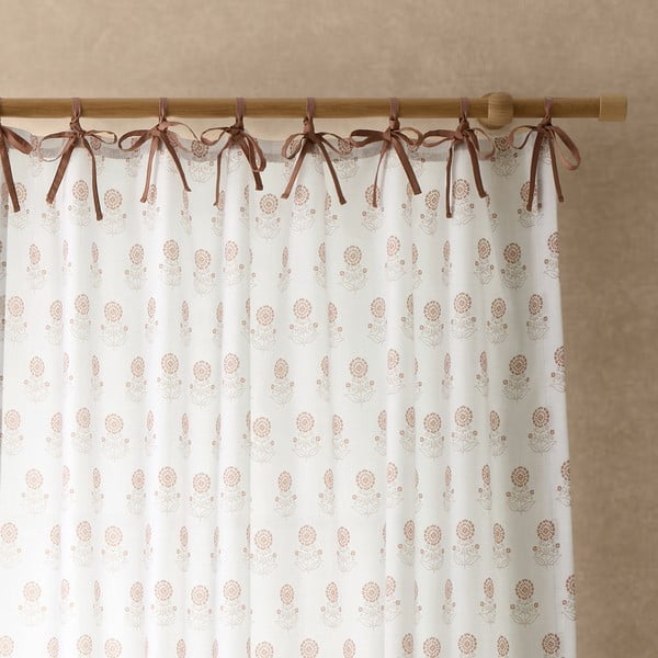 Бяла завеса 140x183 cm Woodblock Floral – Pineapple Elephant