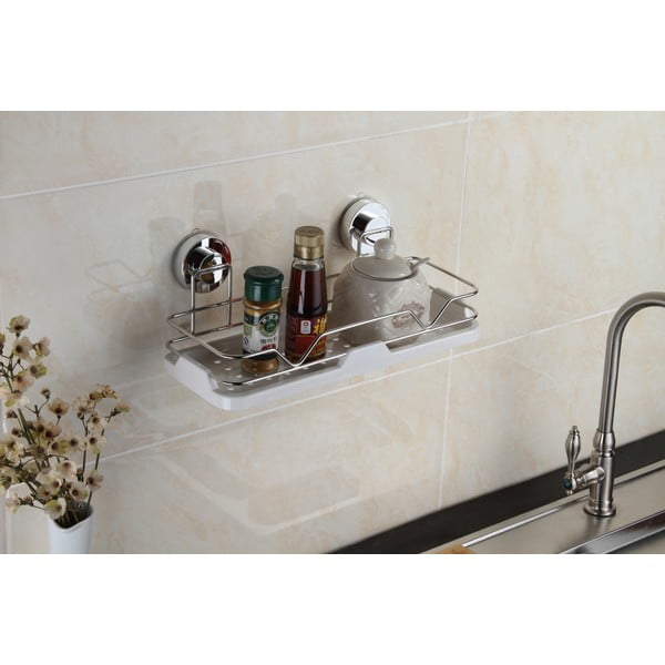 Bílá polička do koupelny bez nutnosti vrtání ZOSO Rack