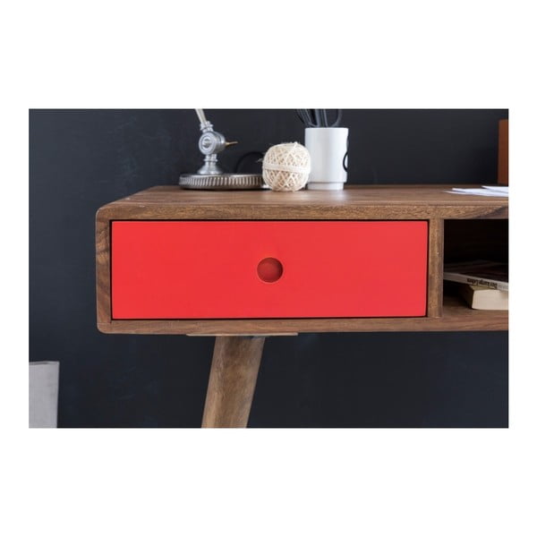 Работно бюро с червено чекмедже, изработено от масивна дървесина от шишам REPA - Skyport-image-2