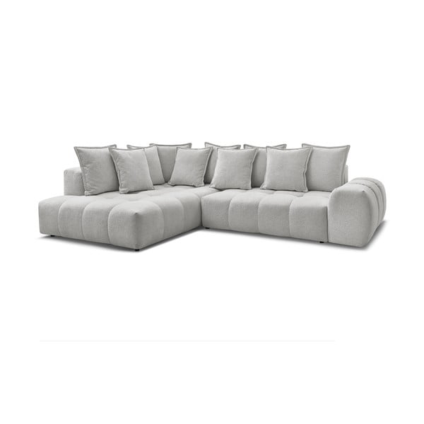 Светлосив шенилов сгъваем/с място за съхранение ъглов диван (ляв ъгъл/L форма) Everest – Bobochic Paris-image-3