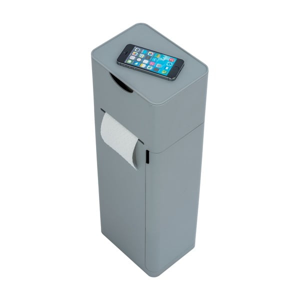 Сива пластмасова поставка за тоалетна хартия с четка Imon - Wenko-image-4