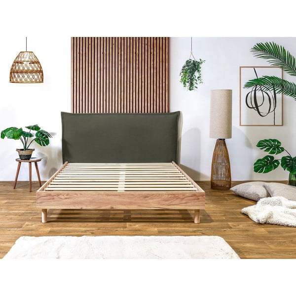 Тъмнозелено/естествено двойно легло с решетка 160x200 cm Charlie - Bobochic Paris-image-2