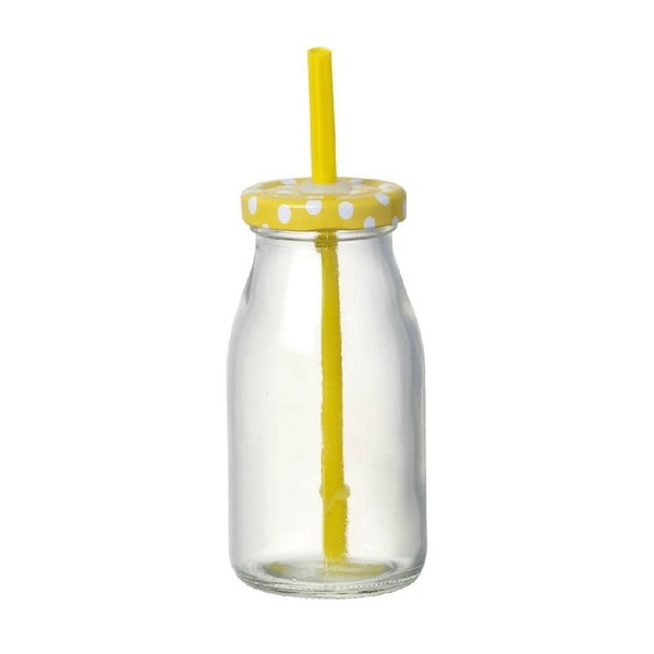 Стъклена бутилка със сламка Бутилка Жълта - Parlane