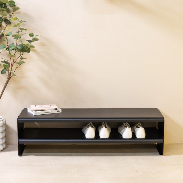 Черна стоманена стойка за обувки 101,5x28x31 cm Linea – Spinder Design-image-2