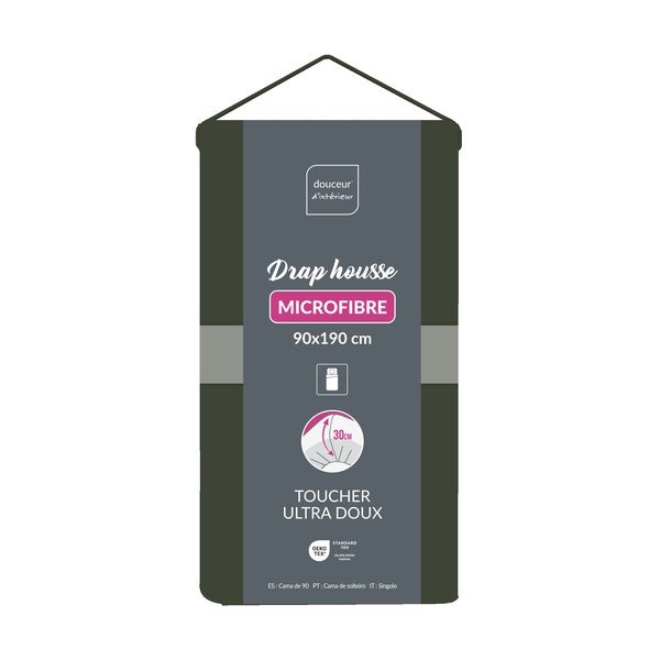 Еластичен чаршаф от микрофибър в цвят каки 90x190 cm Oscar – douceur d'intérieur-image-1
