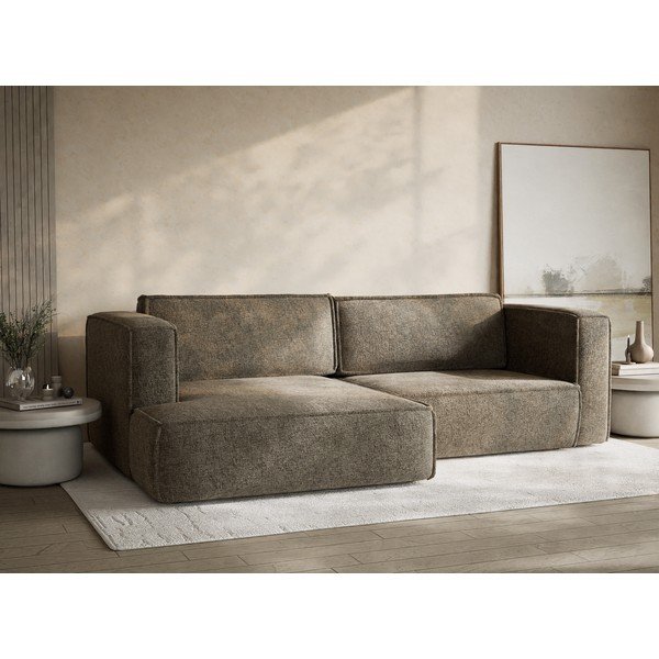 Кафяв шенилов сгъваем/с място за съхранение ъглов диван (ляв ъгъл) Velto – Maison de Rêve-image-4