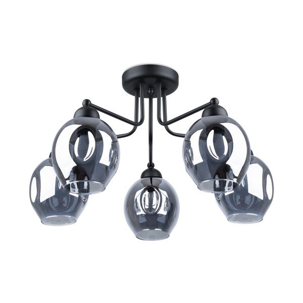 Черно осветително тяло за таван със стъклен абажур 59x59 cm Garten – Sollux