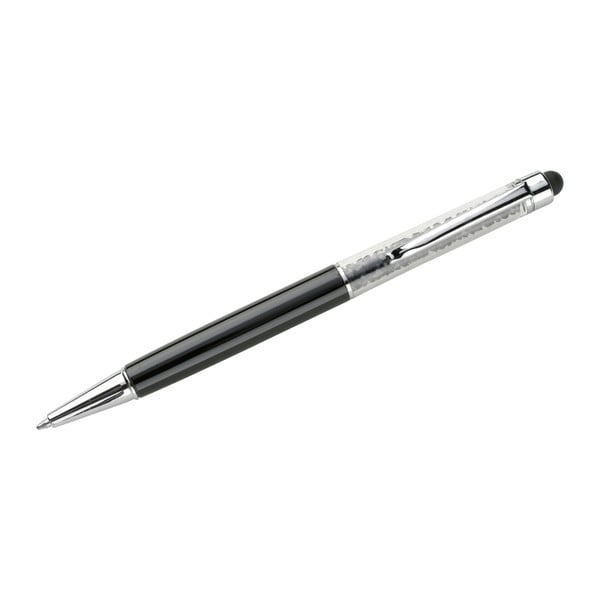 Черна писалка със стилус и кристали Touch - Swarovski Elements Crystals