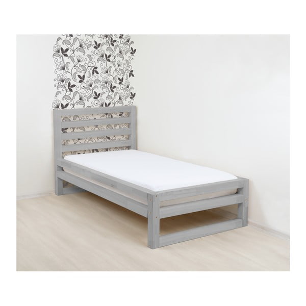 Сиво дървено единично легло DeLuxe, 190 x 120 cm - Benlemi