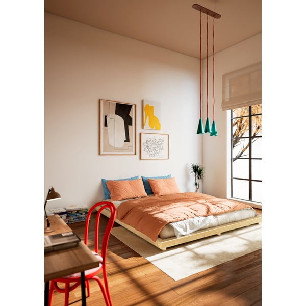 Двойно легло от масивен бор с включена подматрачна рамка е естествен цвят 140x200 cm Dock – Karup Design-image-1