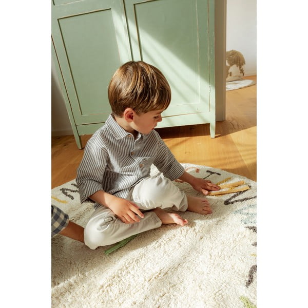 Кремаво памучно детско килимче за игра ø120 cm ABC Color and Letters – Lorena Canals-image-3