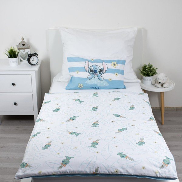 Светлосиньо памучно детско спално бельо за детско креватче 100x135 cm Lilo & Stitch "Tropical Hugs" – Jerry Fabrics-image-3