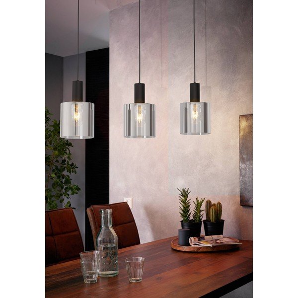 Черно висящо осветително тяло със стъклен абажур GOROSIBA – EGLO-image-1