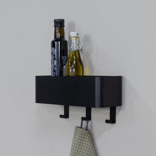 Черен стенен стоманен рафт за баня Multi – Spinder Design-image-1