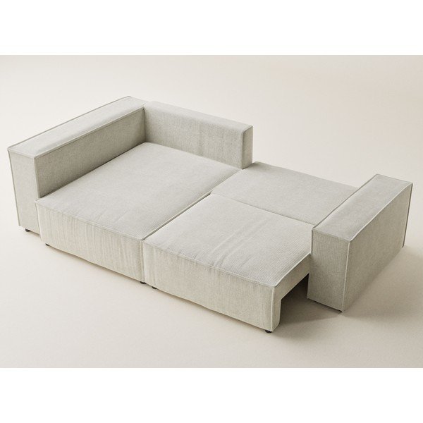 Кремав шенилов сгъваем/с място за съхранение ъглов диван (ляв ъгъл/L форма) Tonga – Maison de Rêve-image-3