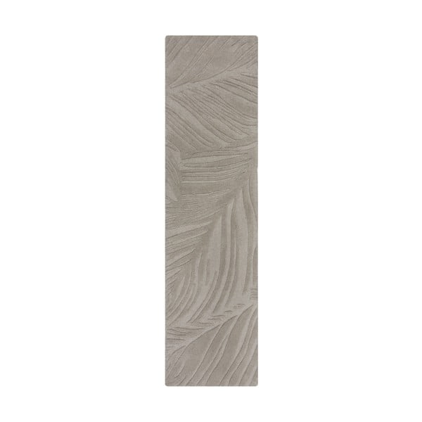 Светлосив вълнен килим 60x230 cm Lino Leaf - Flair Rugs