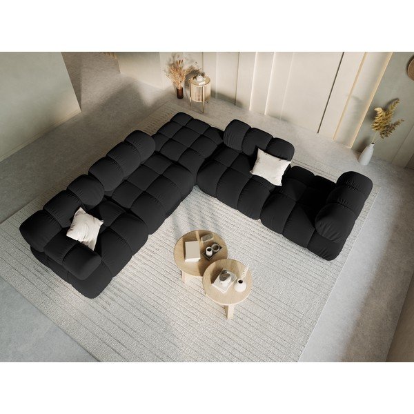 Модул за диван от черно кадифе (ляв ъгъл) Bellis - Micadoni Home-image-1