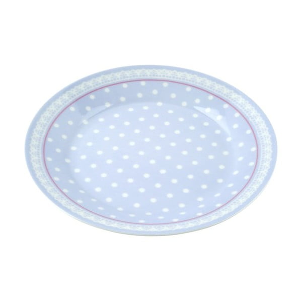 Porcelánový talíř Dots, modrý 4 ks