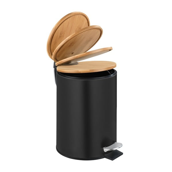Черна кофа за боклук с бамбуков капак , 3 л Tortona - Wenko-image-3