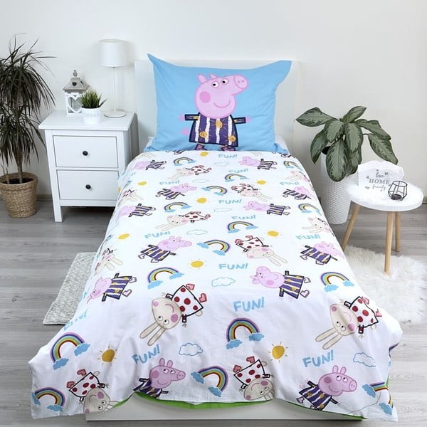 Единично  памучно детско спално бельо със светещ ефект 140x200 cm Peppa Pig – Jerry Fabrics-image-2