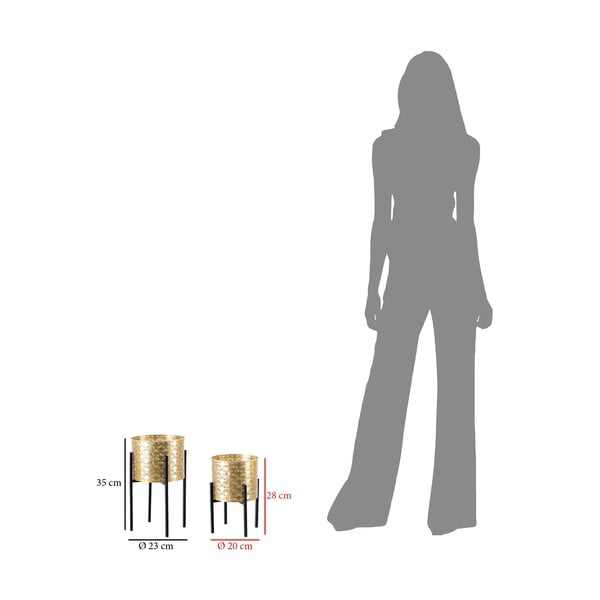 Комплект от 2 стойки за саксии в златисто, височина 38 cm Glissy - Mauro Ferretti-image-2
