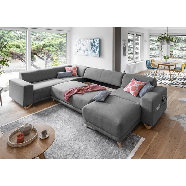 Сив разтегателен/с място за съхранение ъглов диван (ляв ъгъл/U форма) Classy Sophie – Miuform-image-4